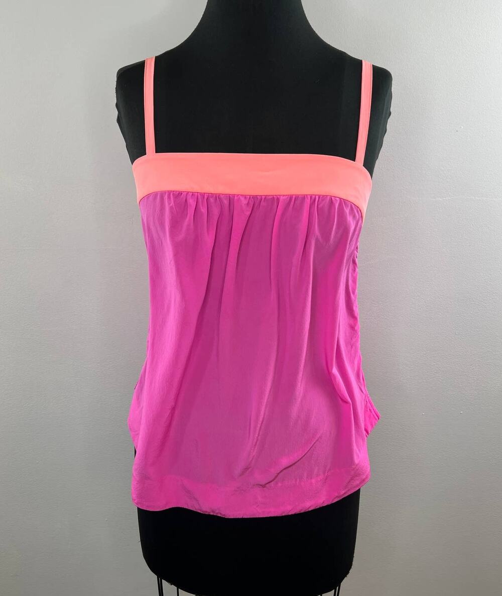 Anthropologie HD in Paris Pink Orange Square Neck Silk Crepe Cami Tank Top 6